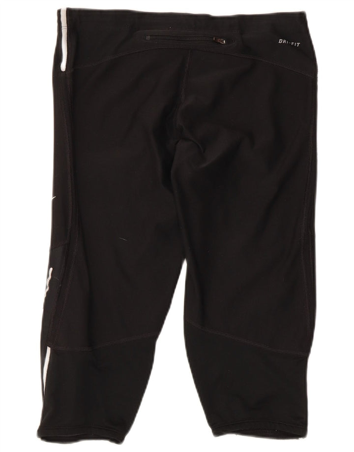 Damskie legginsy Nike Dri Fit Capri UK 12, poliester w kolorze średniej czerni