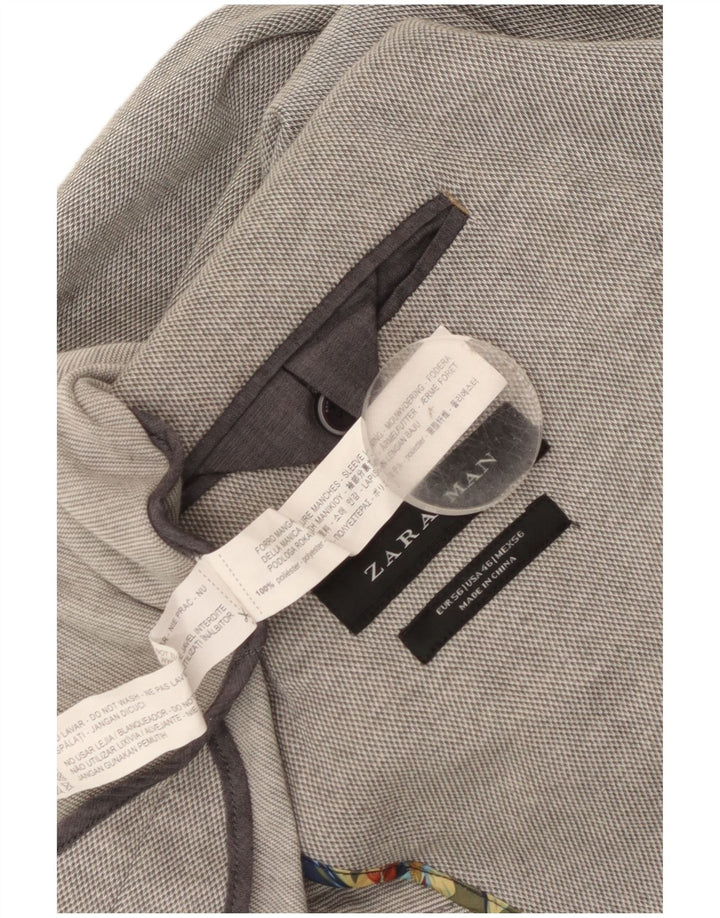 Męska marynarka Zara zapinana na 2 guziki EU 56 XL, szary poliester