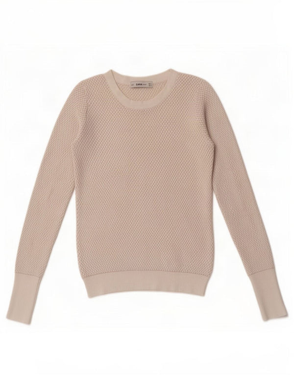 Damski sweter Zara z dekoltem w łódkę, UK 8, mały, w kolorze złamanej bieli