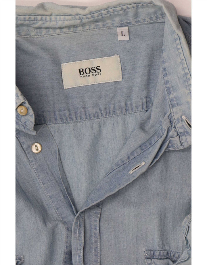 Koszula męska Hugo Boss, duża niebieska