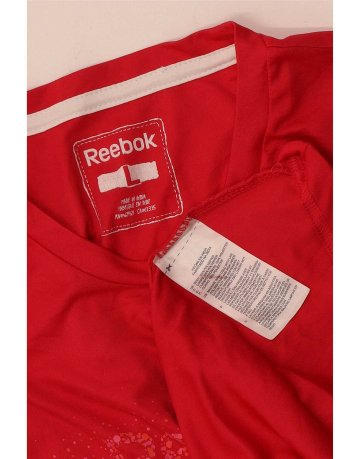 Damska koszulka z grafiką Reebok Top UK 14, duża, różowa, poliester