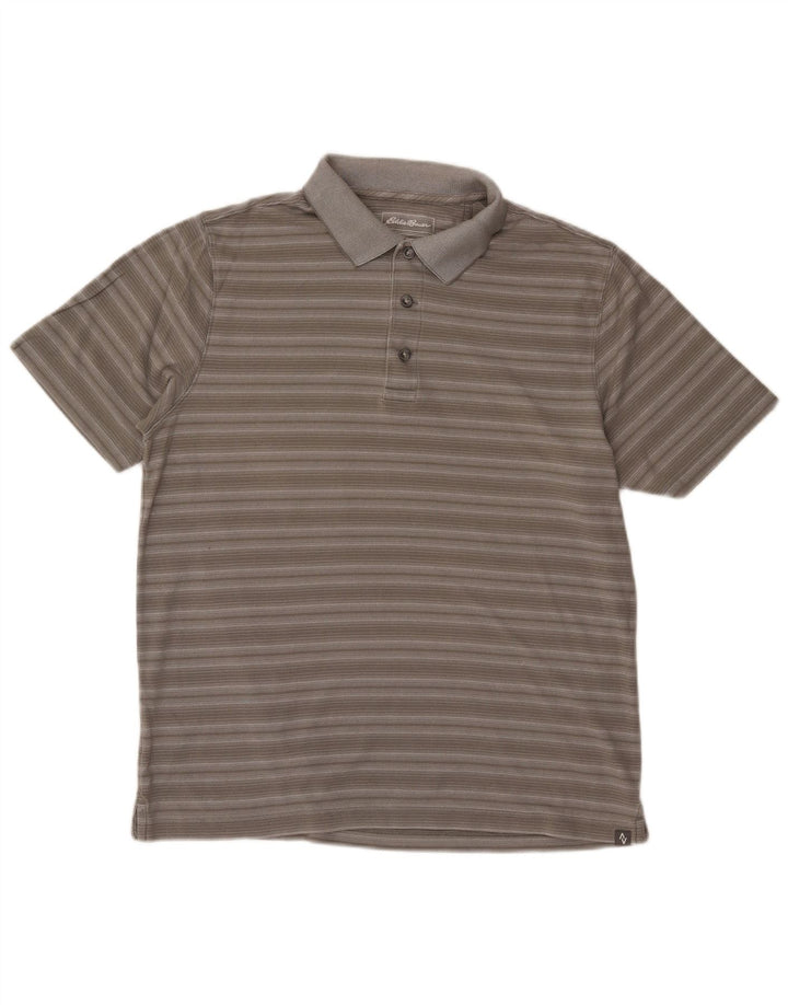 Męska koszulka polo EDDIE BAUER, bawełniana w średnie szare paski