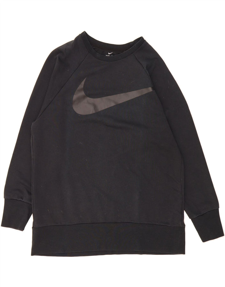 NIKE Womens Dri Fit Graphic Sweatshirt Jumper UK 14 Medium Black Cotton Vintage Nike and Second-Hand Nike from Messina Hembry 