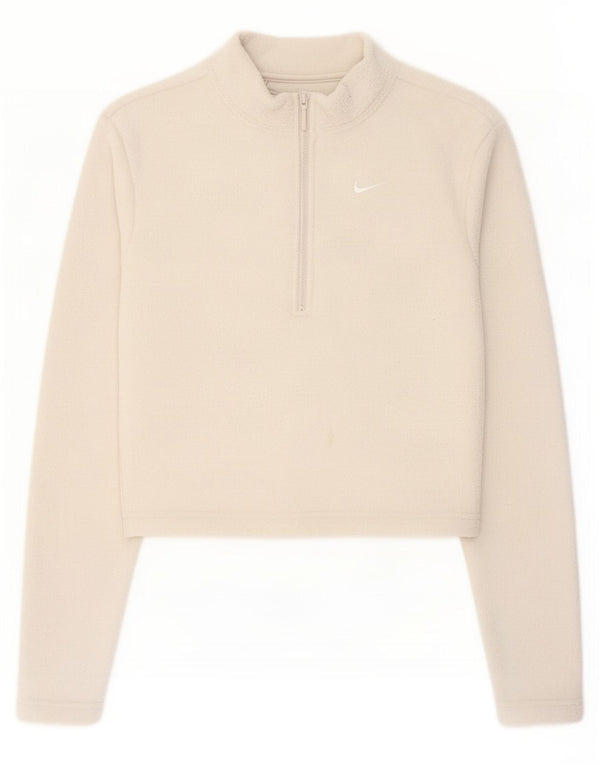 Damski sweter Nike z krótkim rękawem i zamkiem błyskawicznym, UK 10, mały, złamany biały poliester