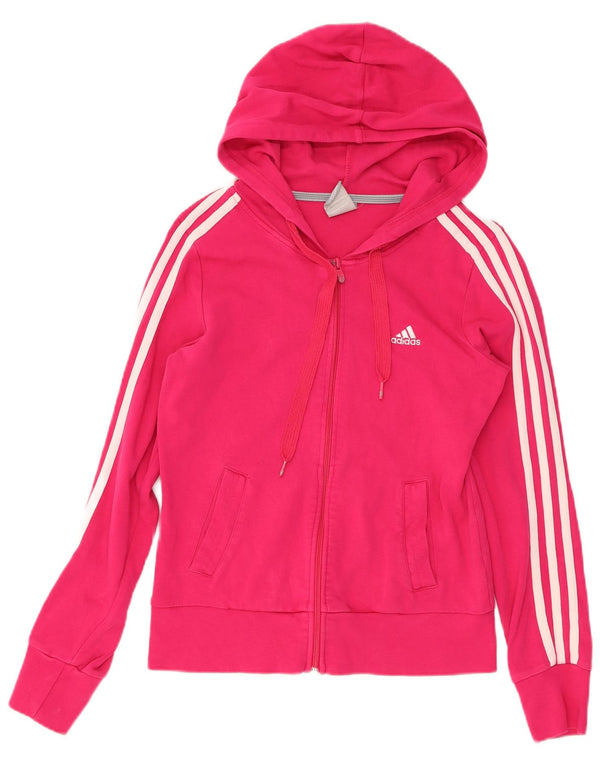 Damski sweter ADIDAS z kapturem i zamkiem UK 10, mały, różowy, bawełniany
