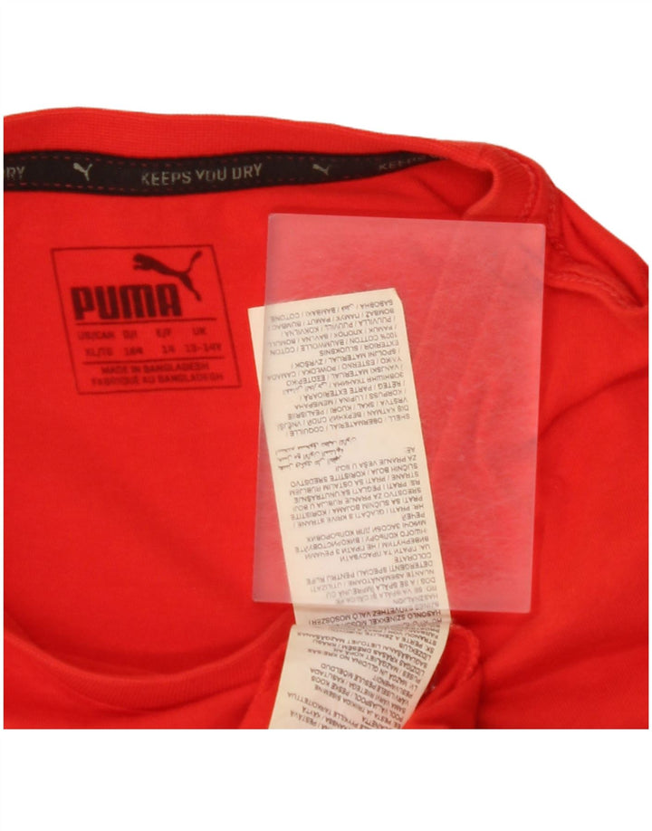 Chłopięcy T-shirt z grafiką PUMA, 13-14 lat, czerwona bawełna