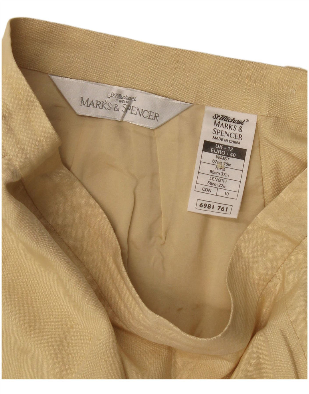 Marks & Spencer Damska spódnica w kształcie litery A UK 12 Medium W28 Beżowy jedwab