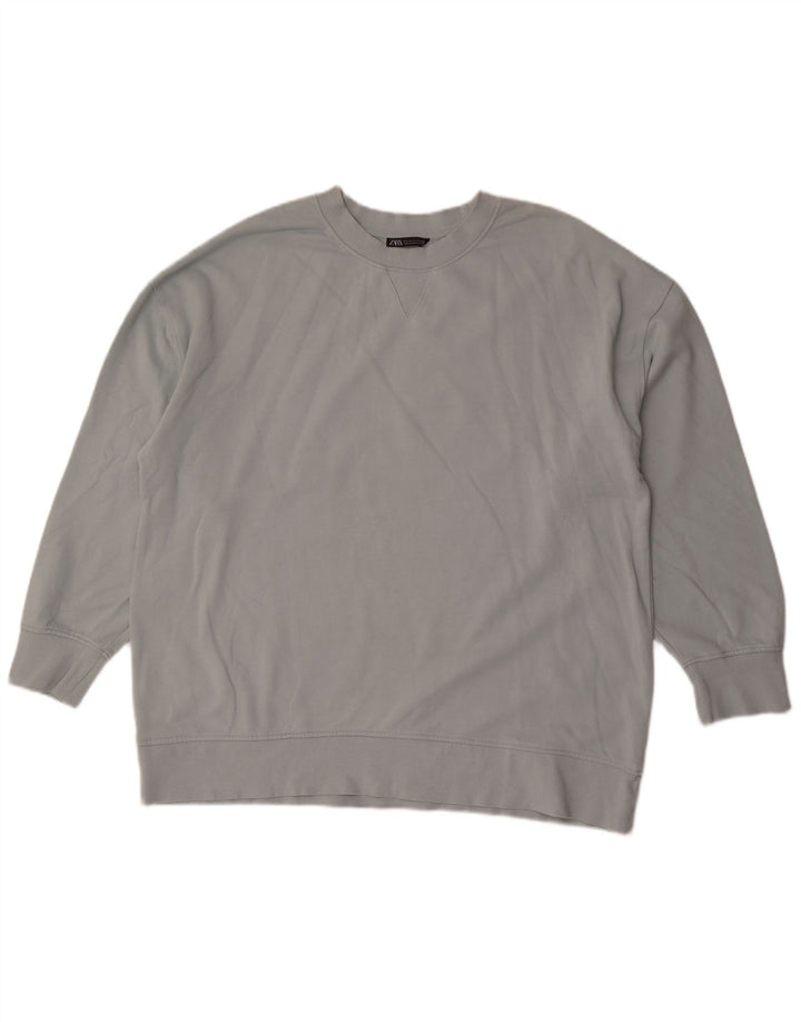 Męski sweter Zara, duży, niebieski, bawełniany