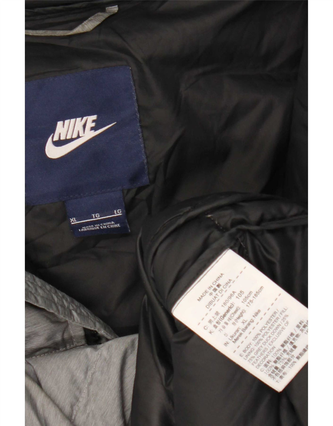 Damska wyściełana kurtka z kapturem i kapturem Nike UK 18 XL, szary poliester