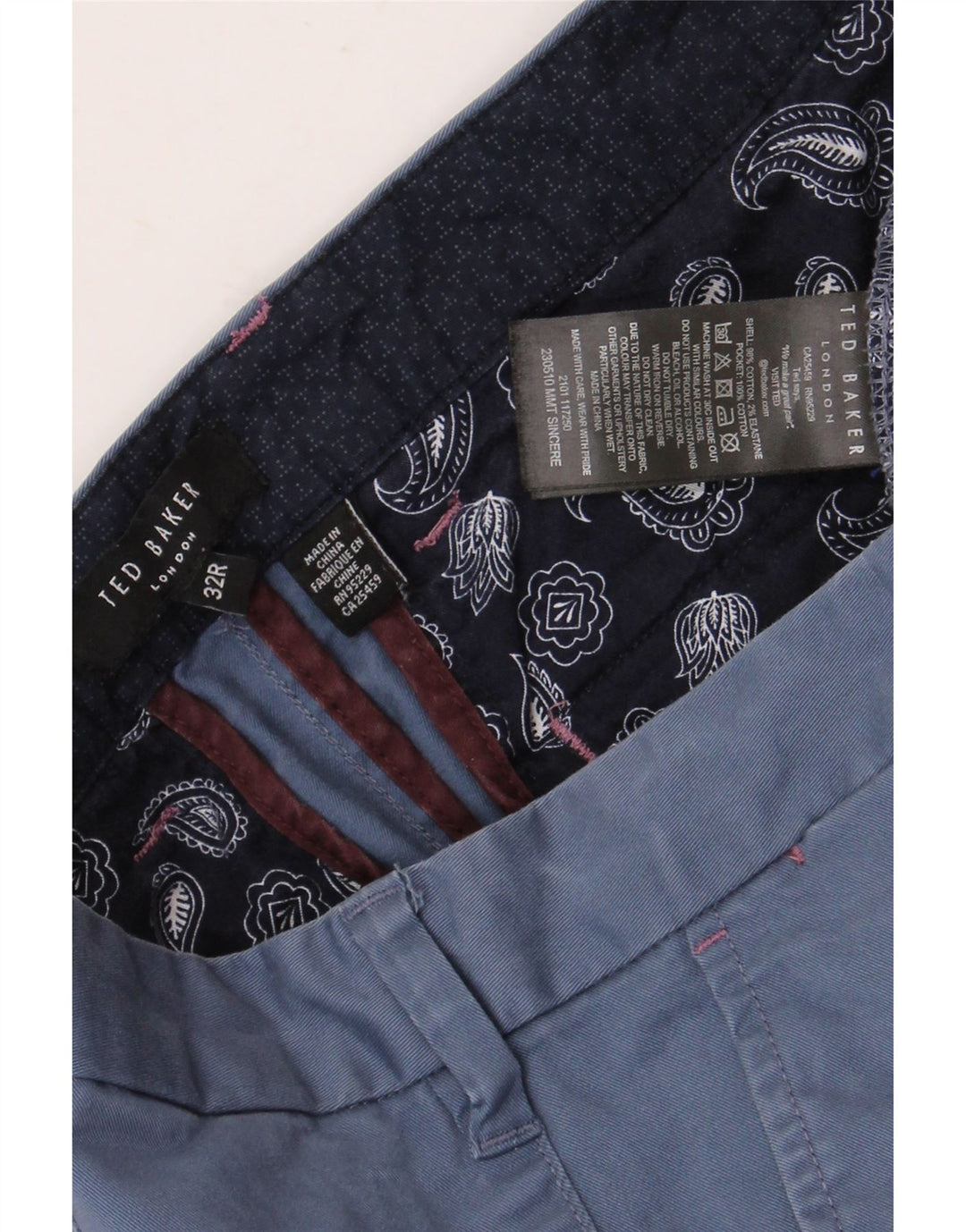 Męskie proste spodnie garniturowe TED BAKER W32 L32 Niebieskie, bawełniane