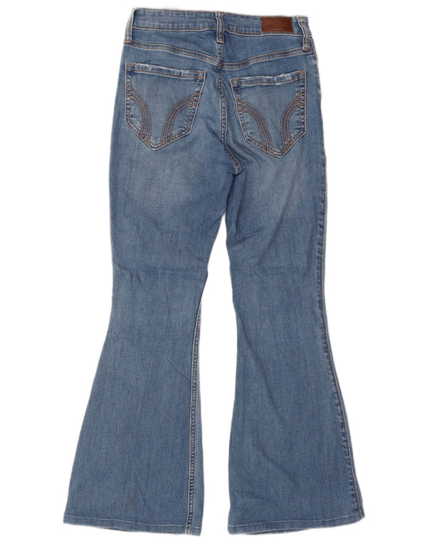Damskie jeansy rozkloszowane z wysokim stanem Hollister US 2 XS W26 L27 Niebieskie bawełniane