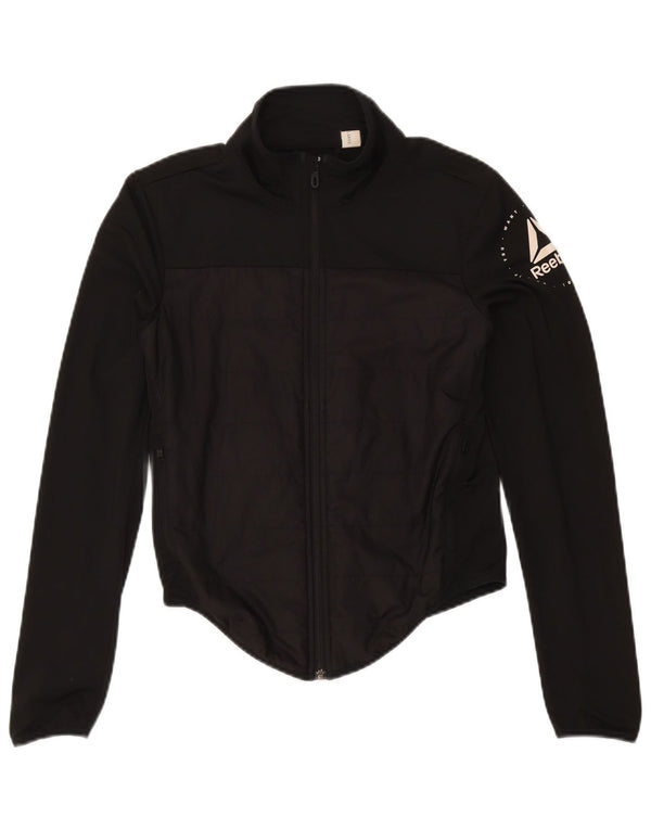 Damska kurtka dresowa Reebok Graphic UK 8/10, mała, czarna, poliester
