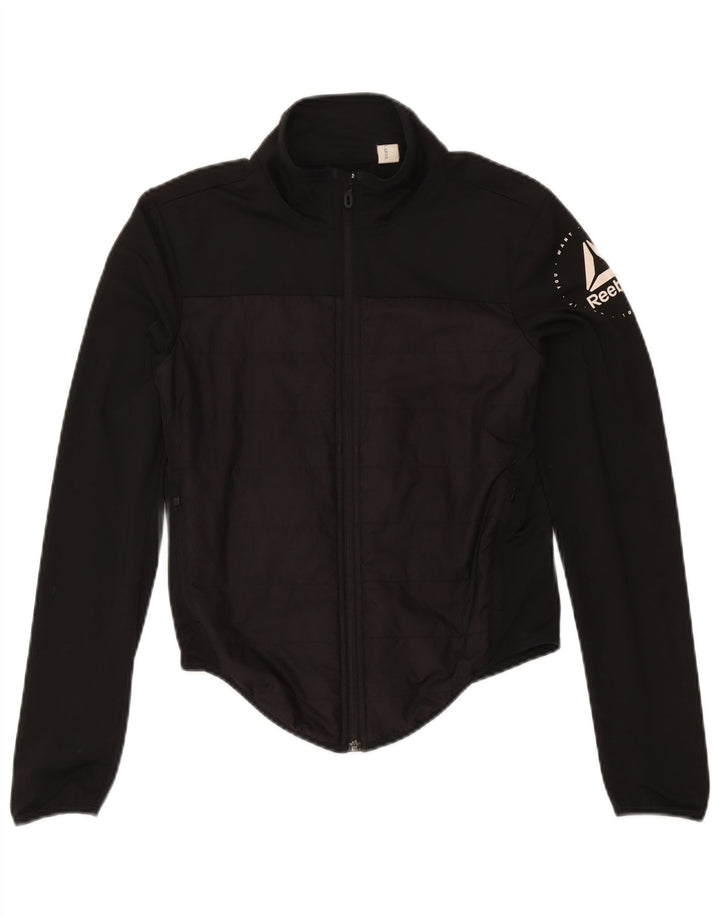Damska kurtka dresowa Reebok Graphic UK 8/10, mała, czarna, poliester