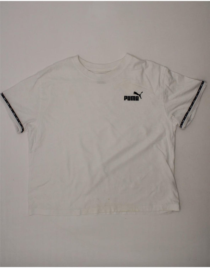PUMA Girls T-Shirt Top 15-16 Years White Vintage Puma and Second-Hand Puma from Messina Hembry 