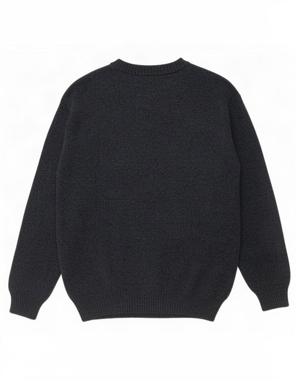 Vintage męski sweter z okrągłym dekoltem, duży, szary Argyle/diament