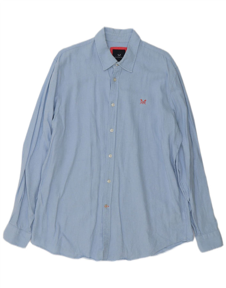 Crew Clothing Koszula męska duża niebieska lniana