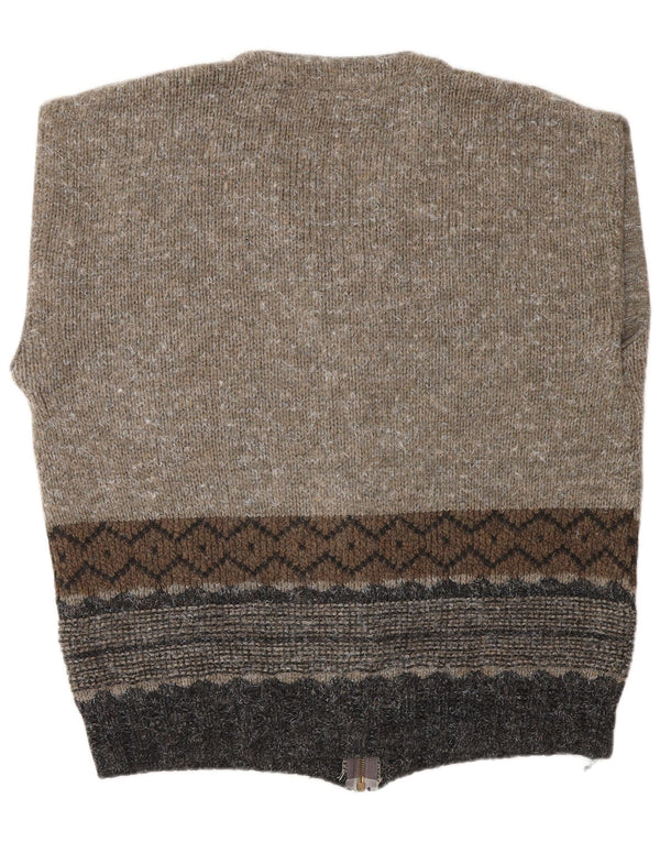 CONSENSO Męski sweter rozpinany bez rękawów XL, brązowy, geometryczny