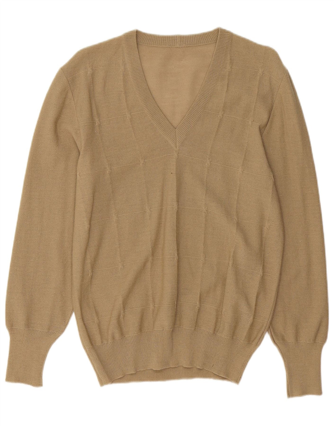 Sweter damski VINTAGE z dekoltem w kształcie litery V, UK 12, średni beż