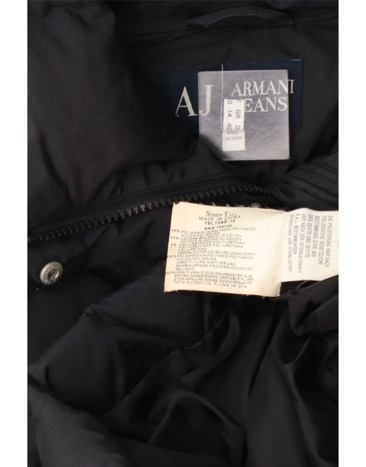 Damski płaszcz ocieplany Armani Jeans UK 14, duży, granatowy, poliamid