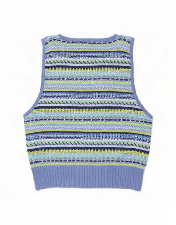 Damski podkoszulek Benetton Crop Vest UK 8, mały, wielobarwny, bawełniany w paski