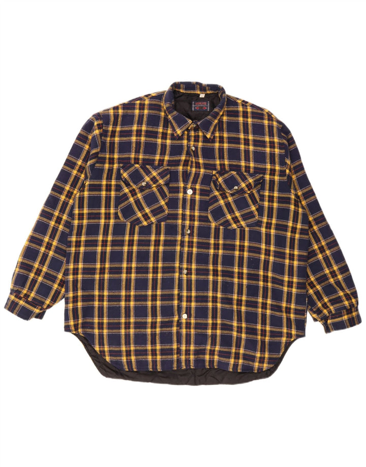 Męska koszula flanelowa Brugi Lumberjack, duża, granatowa, akrylowa kratka