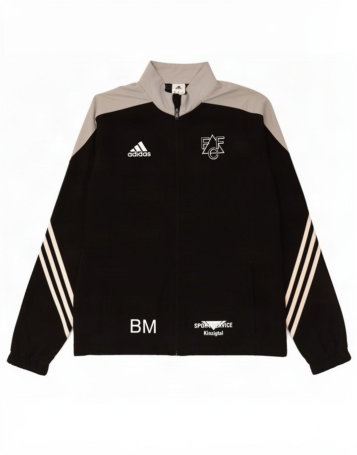 Adidas Męska bluza dresowa z grafiką, średnia czarna, poliester z blokami kolorów