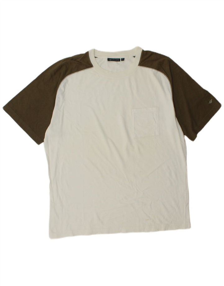 Męski t-shirt Dockers w kolorze khaki, XL, biały, z blokami kolorów