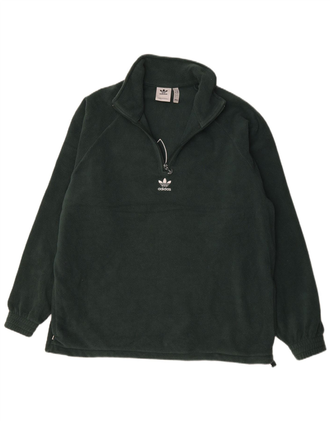 Męski sweter polarowy Adidas z graficznym zamkiem błyskawicznym, duży, zielony, z poliestru