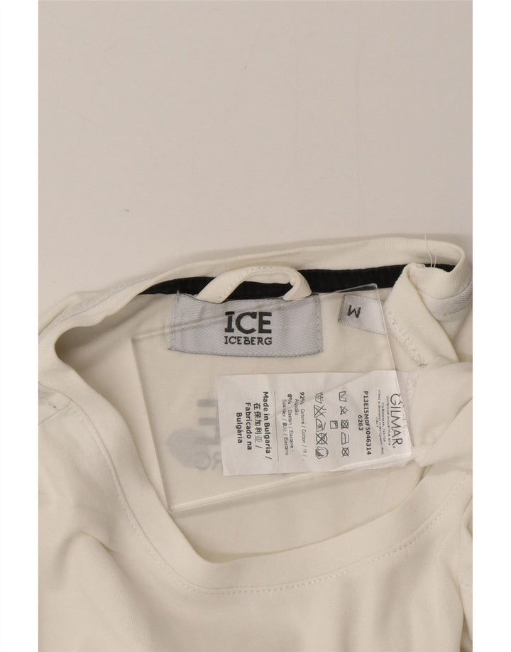 Męska koszulka z grafiką ICEBERG, średnia biała bawełna