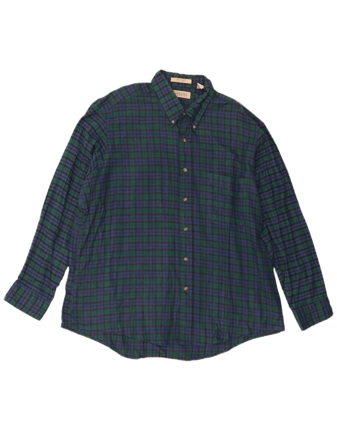 Vintage męska koszula flanelowa XL, bawełniana w zieloną kratkę