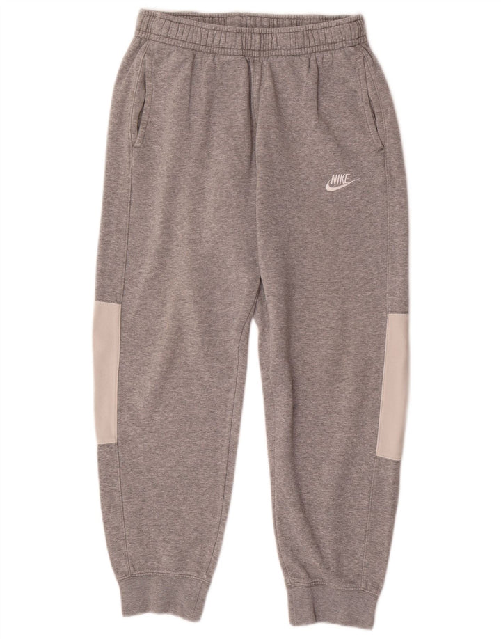 Męskie spodnie dresowe NIKE Joggery, małe, szare, bawełniane z blokami kolorów