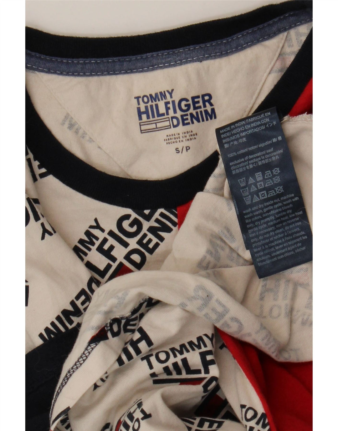 Męski T-shirt z grafiką Tommy Hilfiger, mały, wielokolorowy blok kolorów