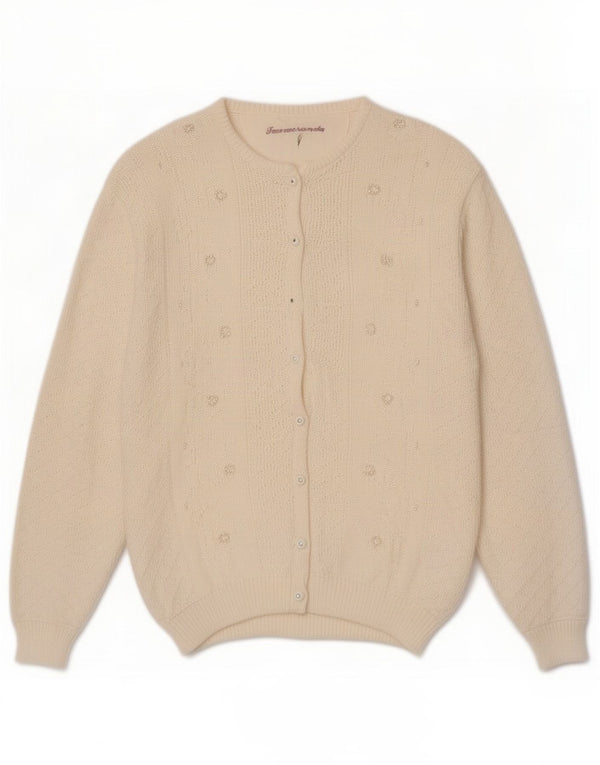 Sweter damski w stylu vintage, UK 16, duży, z białej bawełny