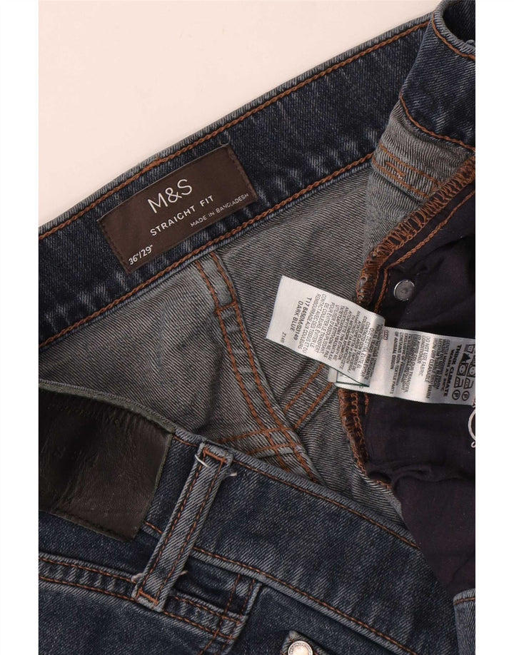 Marks & Spencer Męskie proste dżinsy W36 L29 Granatowe, bawełniane