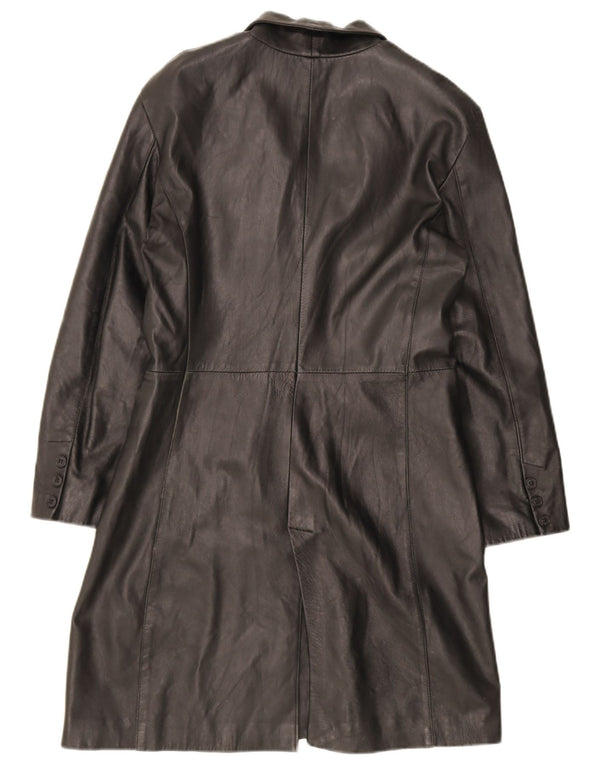 Vintage damski płaszcz skórzany UK 18 XL czarna skóra