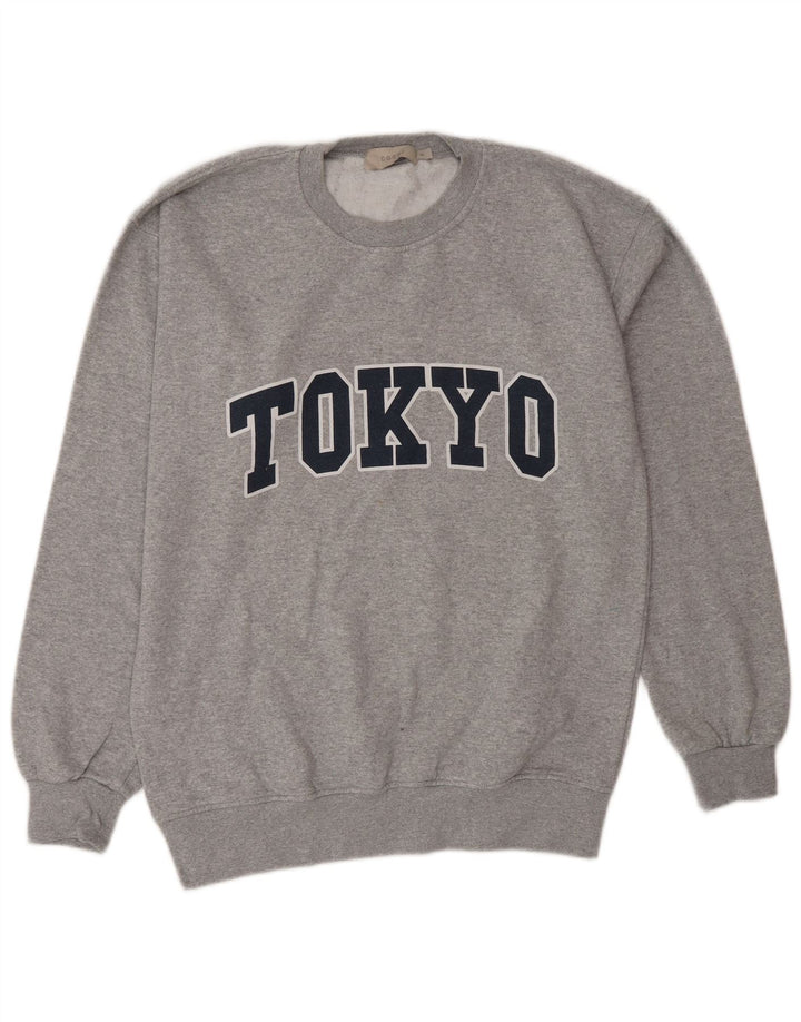 Męska bluza z grafiką Coast Tokyo, mała, szara, nakrapiana bawełna
