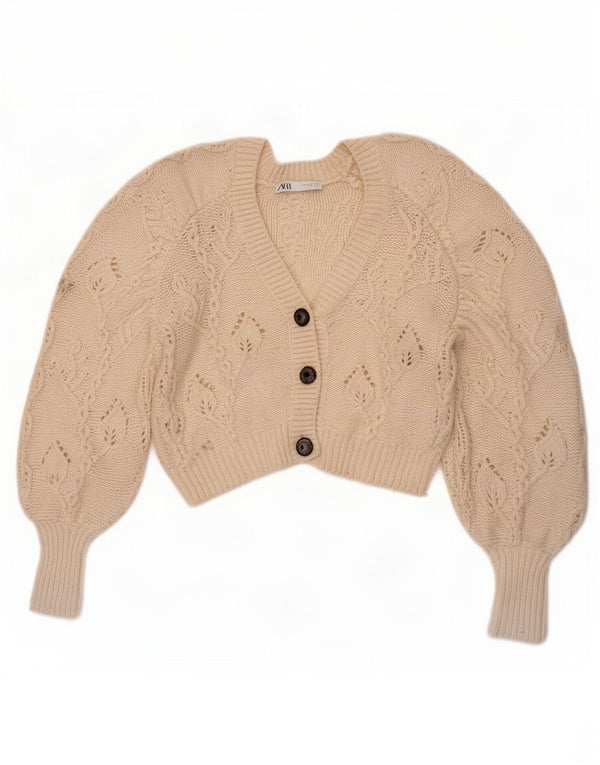 Sweter damski Zara Crop Cardigan UK 10, mały, złamany biały poliester