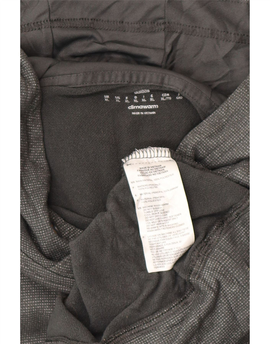 Męski sweter z kapturem ADIDAS Climawarm XL, szary, w kropki, poliester