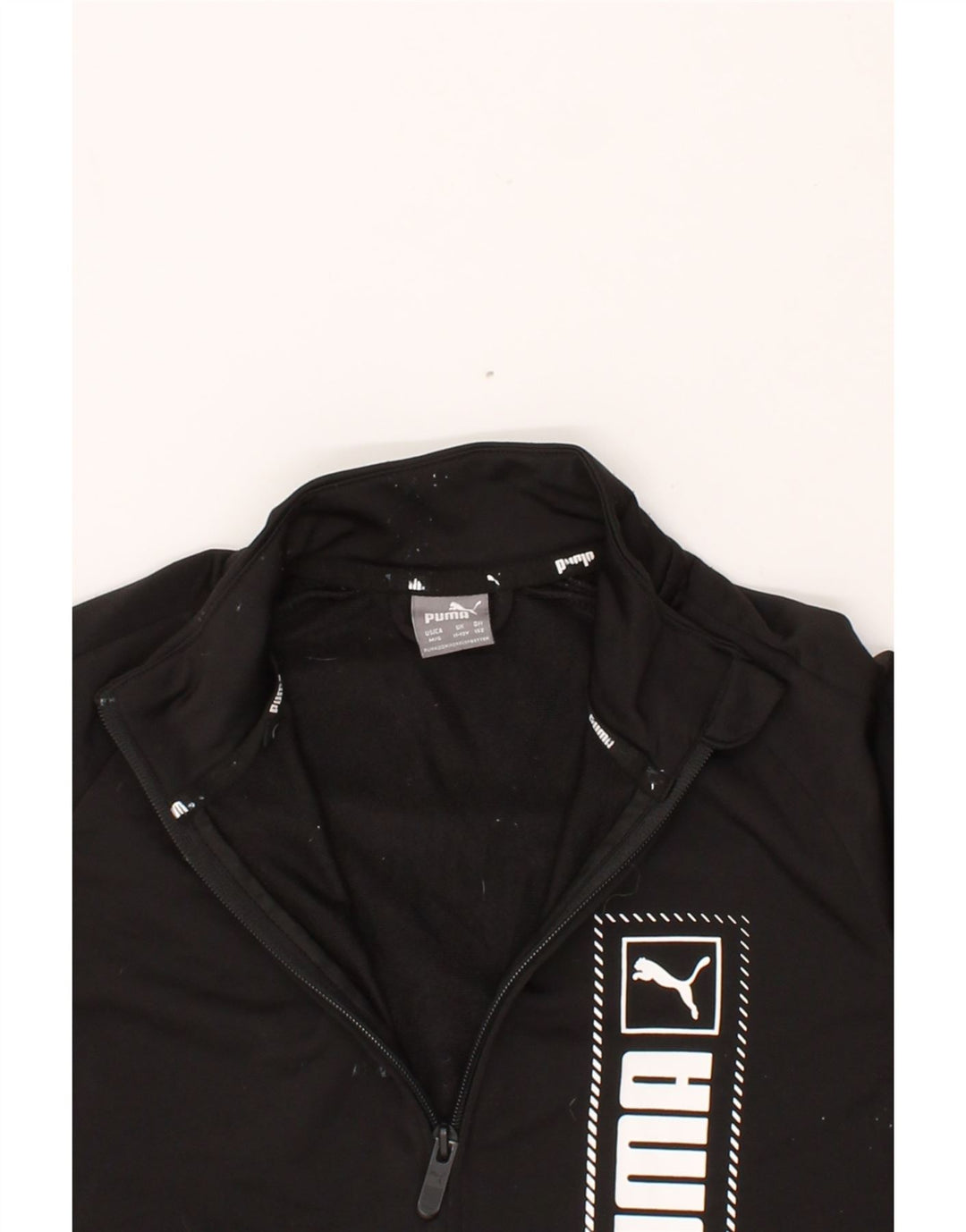 PUMA Boys Graphic Tracksuit Top Jacket 11-12 Years Black Polyester Vintage Puma and Second-Hand Puma from Messina Hembry 