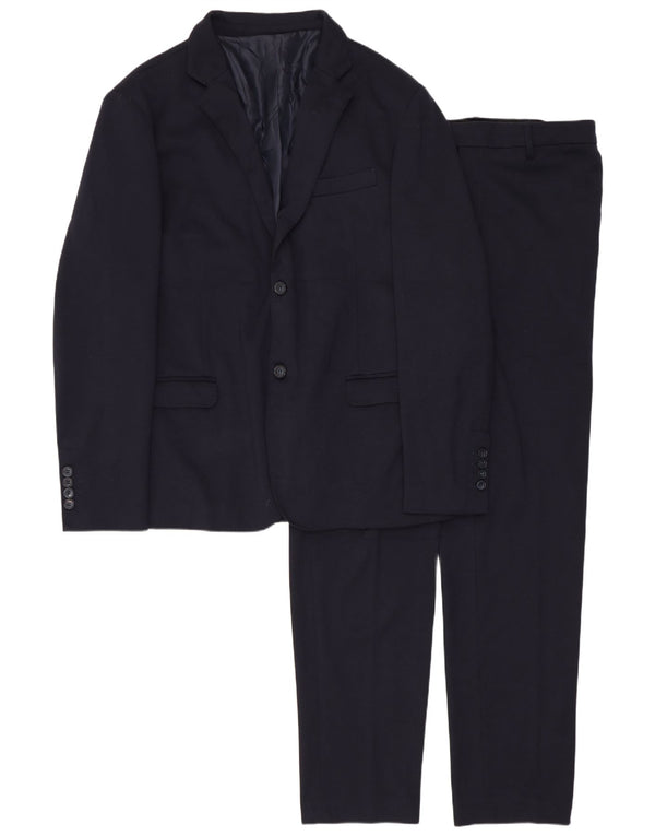 Vintage męski garnitur zapinany na 2 guziki IT 54 2XL W34 L30 Granatowy poliester