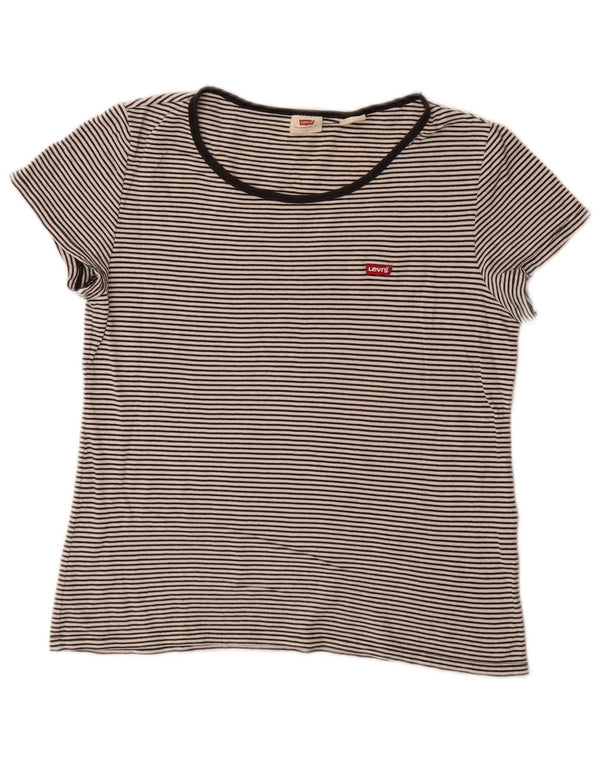 Damski t-shirt Levi's Crop Top UK 14, duży, czarny w prążki