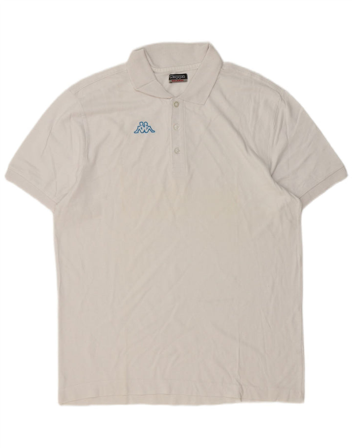 Męska koszulka polo Kappa z grafiką 2XL, biała bawełna
