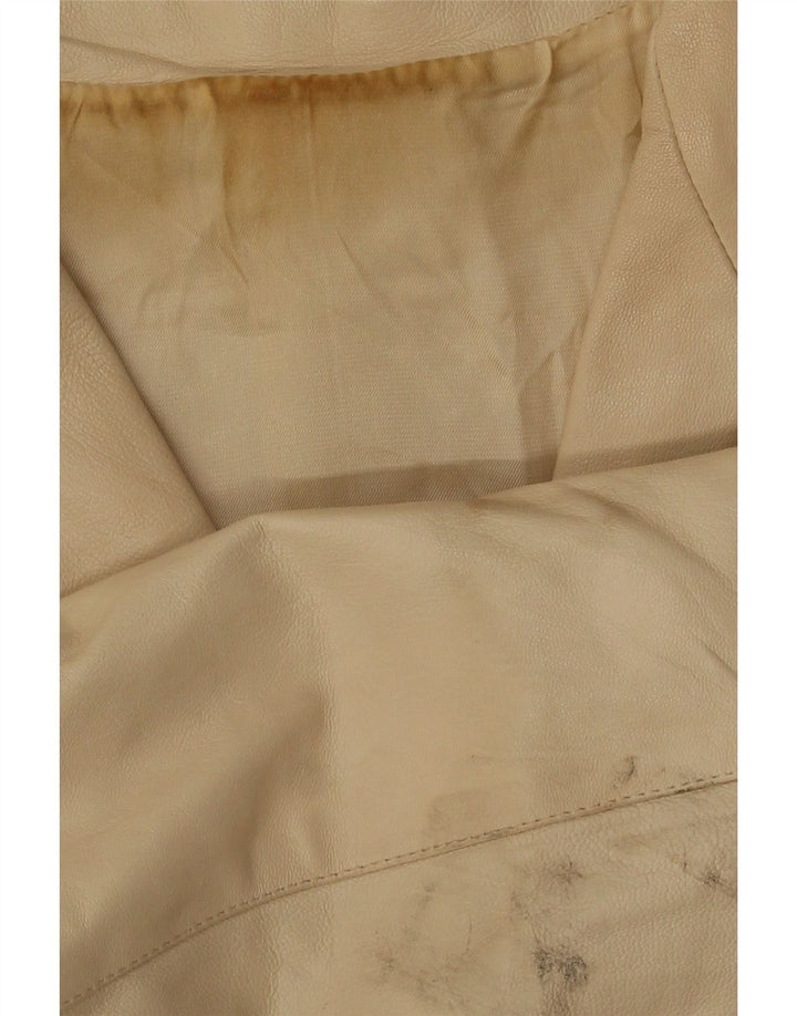 Vintage damska marynarka skórzana zapinana na 3 guziki IT 48 XL beżowa skóra