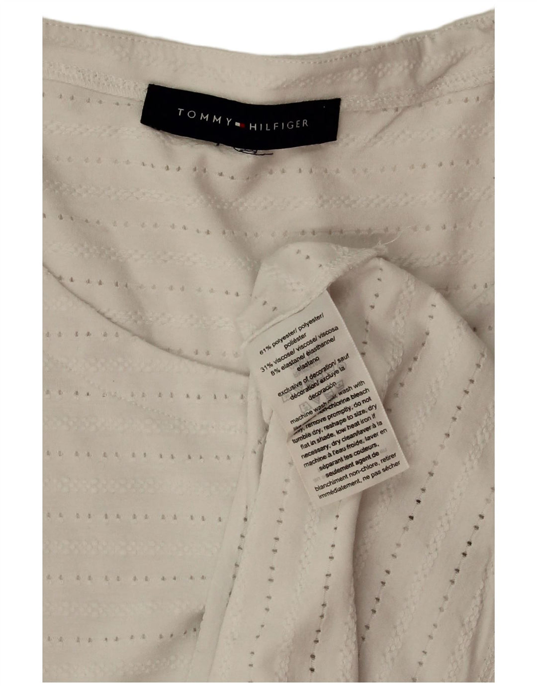Damska bluzka bez rękawów TOMMY HILFIGER UK 18 XL, biały poliester