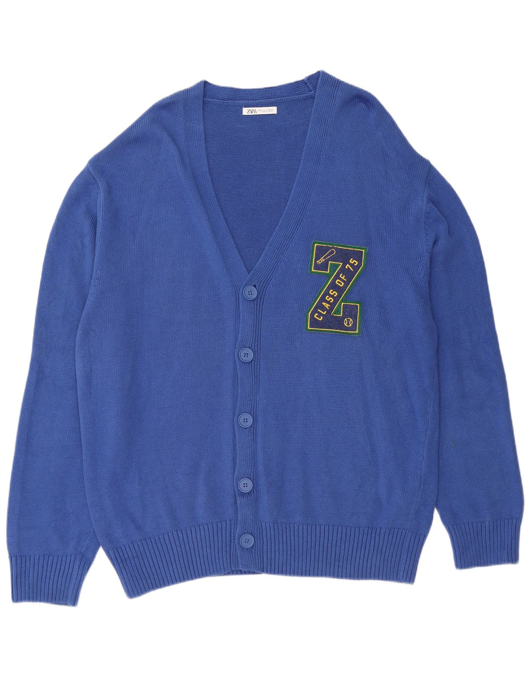 Męski sweter z grafiką ZARA, duży, niebieski, bawełniany