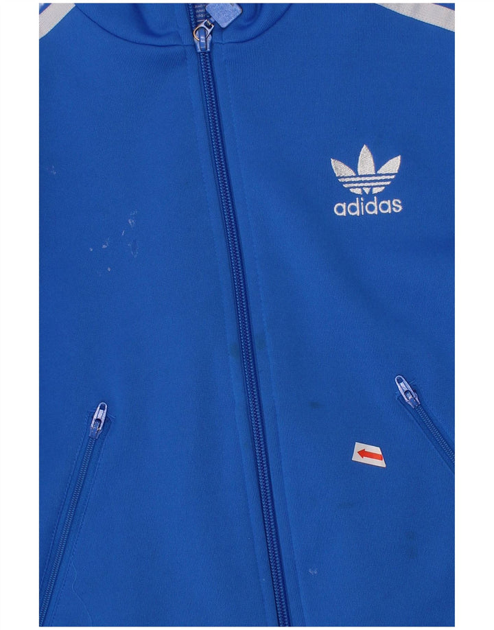 ADIDAS Boys Tracksuit Top Jacket 7-8 Years Blue Polyester