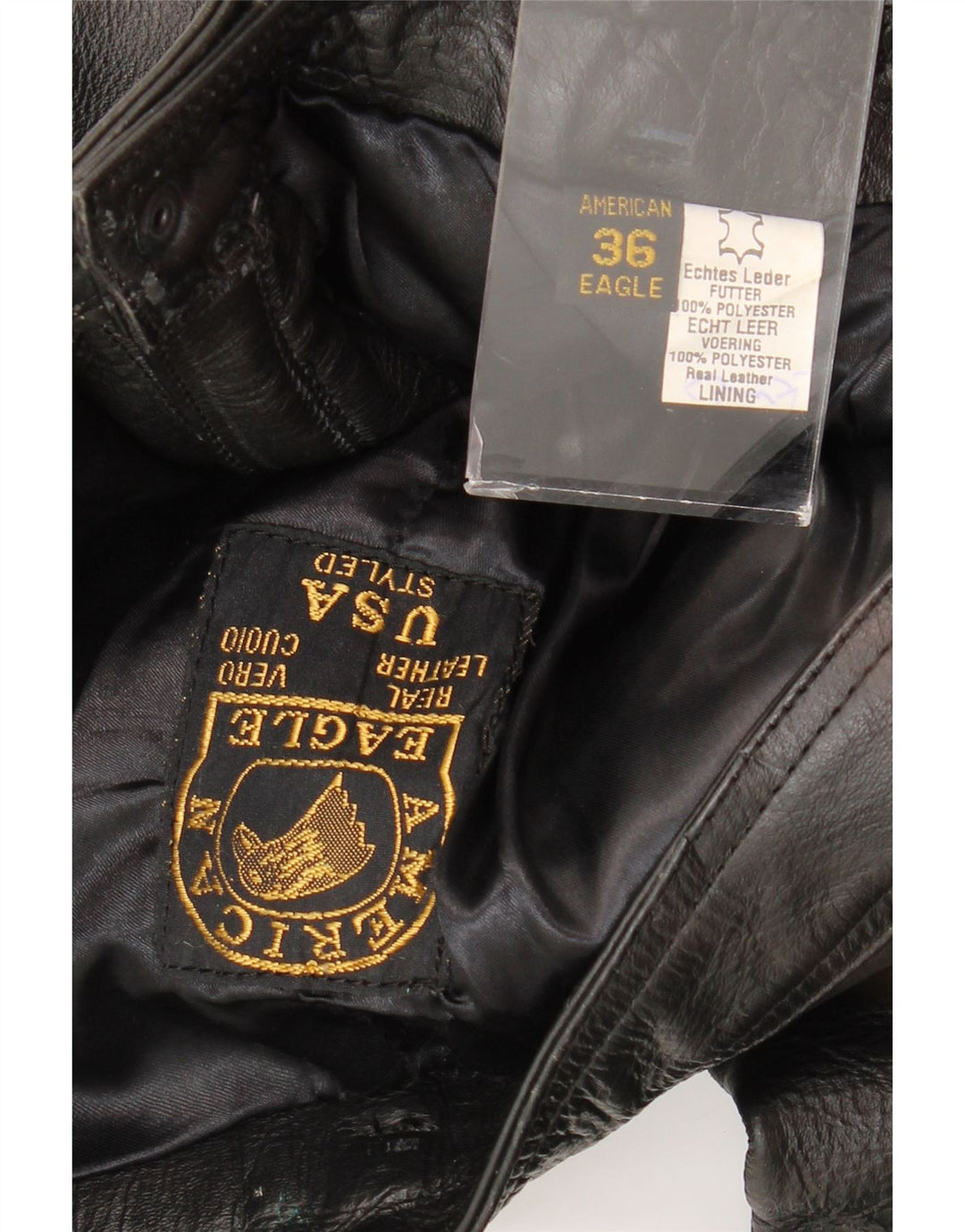 Spodnie męskie American Eagle W36 L30 Czarne skórzane