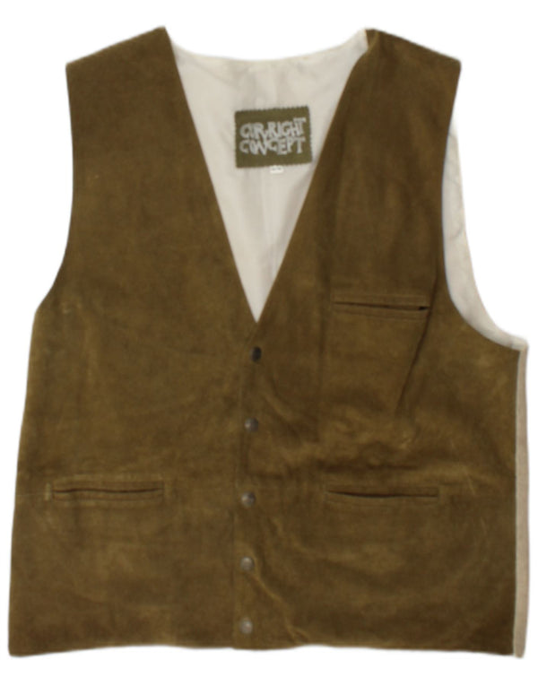 Zamszowa kamizelka męska w stylu vintage, kolor EU 48/50, średnia khaki