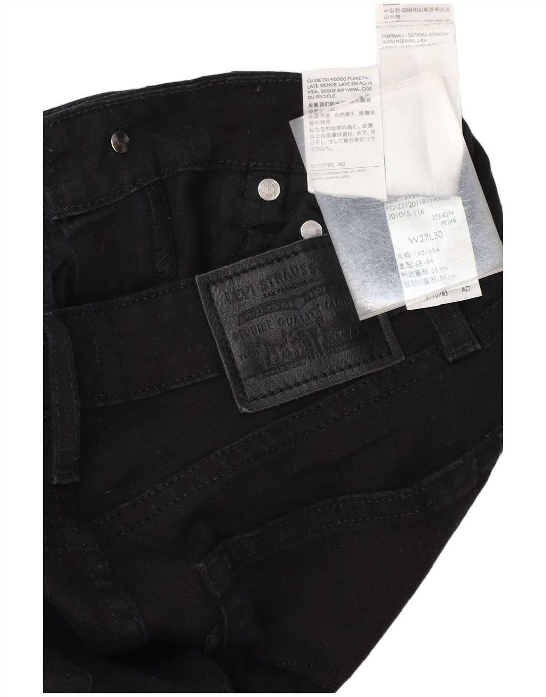 LEVI'S Damskie jeansy Bootcut 725 z wysokim stanem W27 L30 Czarna bawełna