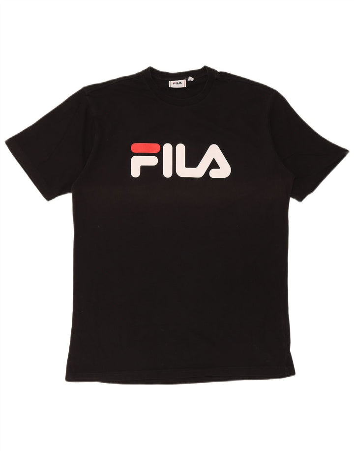 Męski T-shirt z grafiką Fila, mały, czarny, bawełniany